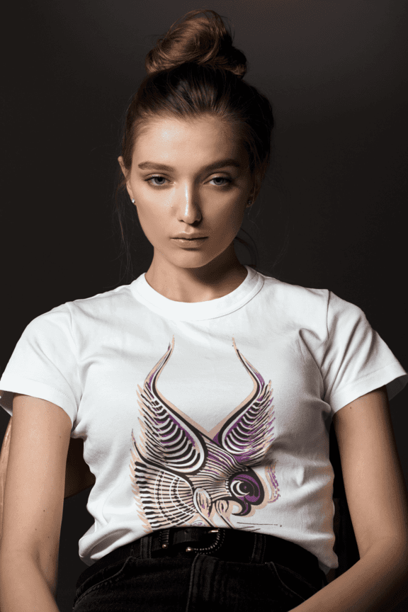 Air India Tata Bird Short - Sleeve Women T-Shirt - White - Made to order - symbolika