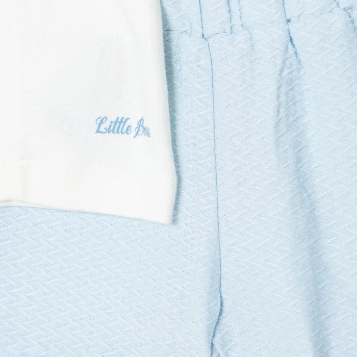 Bebetto Boys T-shirt & Shorts Set Snap Fastening Little Boss Shirt Collar Short Length Short Sleeve - Blue Blue - ebebek