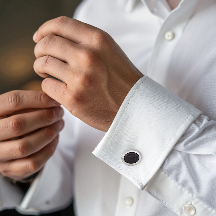 Black Cat's Eye Oval Cufflinks