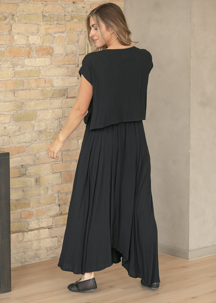 Black Gauze Maxi Skirt & Top Set FF Tops