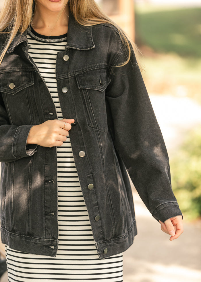 Brinx Black Oversized Denim Jacket IC Layering Essentials