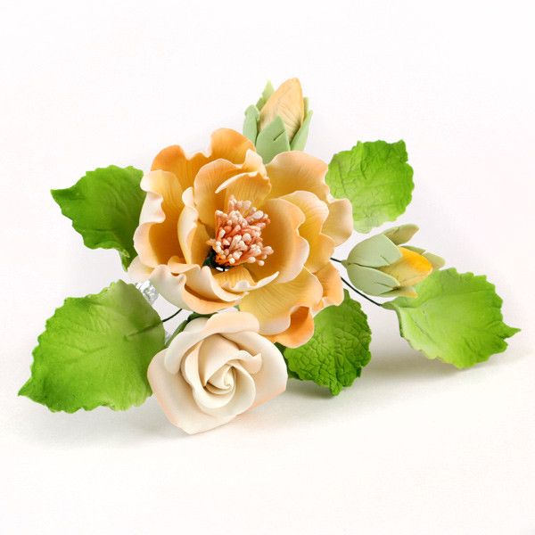 Yellow Chicago Rose Spray Sugarflower cake decoration perfect for cake decorating fondant cakes. Wholesale sugarflower cake supply. Caljava