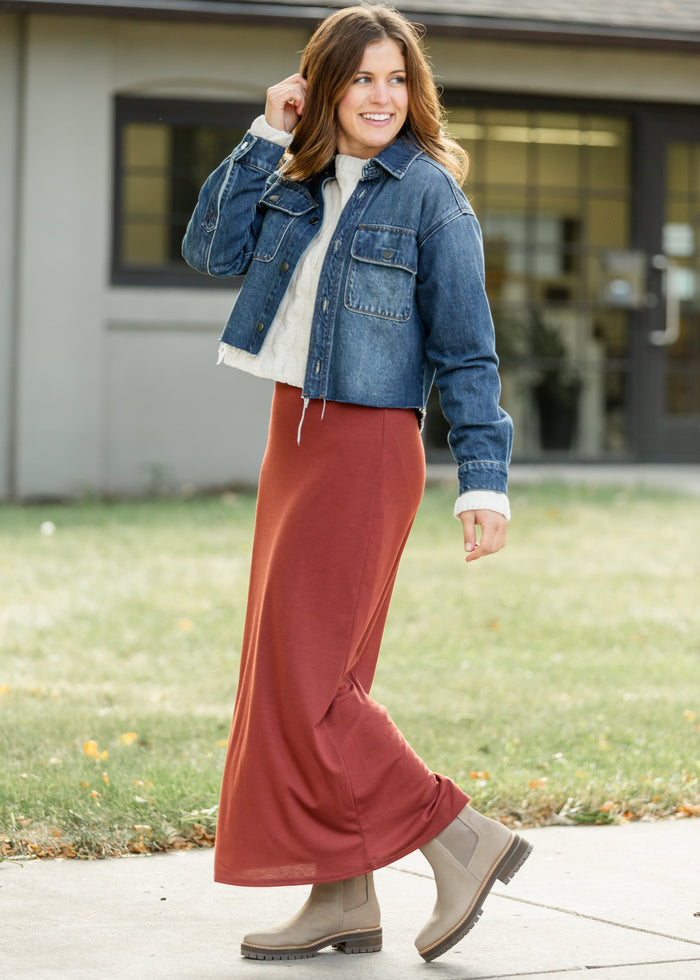 Clarise Rust Premium Knit Maxi Skirt IC Skirts