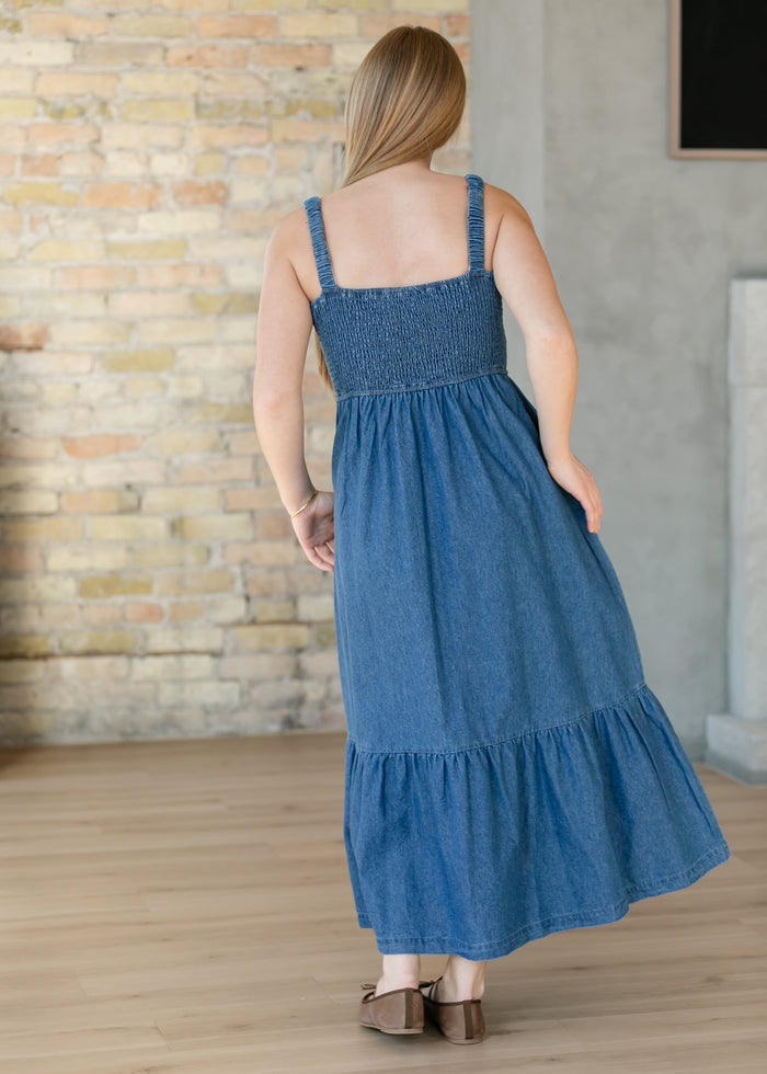 Denim Smocked Tank Maxi Dress FF Dresses