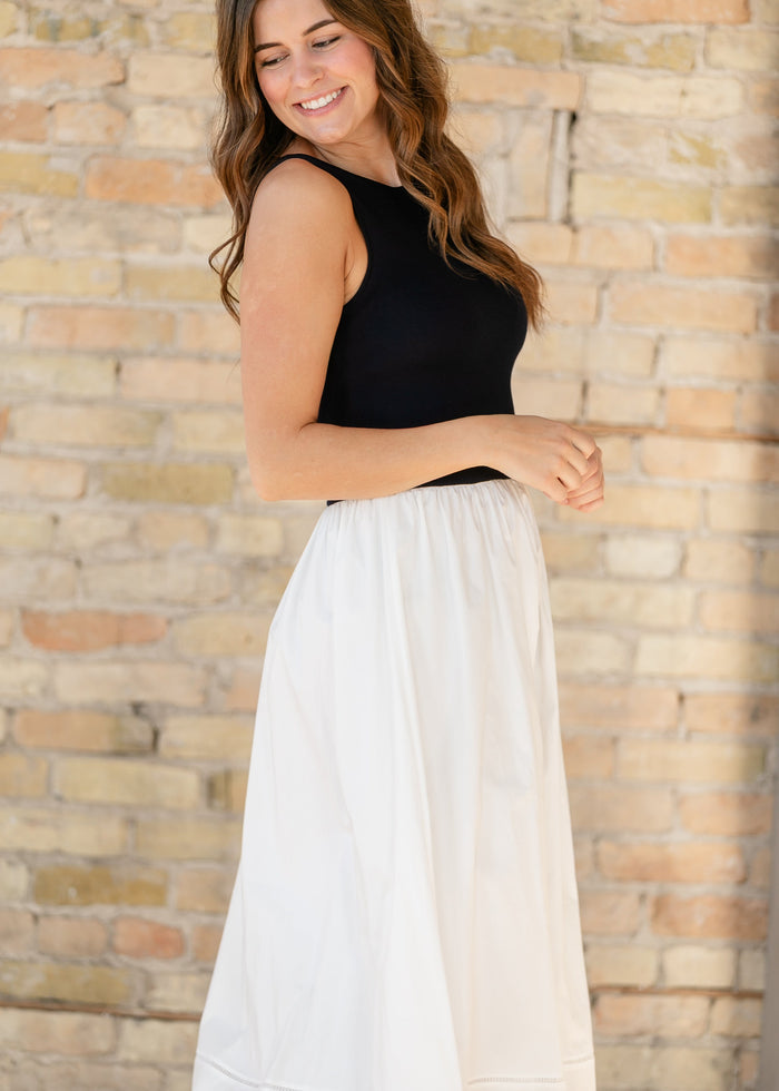Drop Waist Mixed Media Maxi Dress FF Dresses