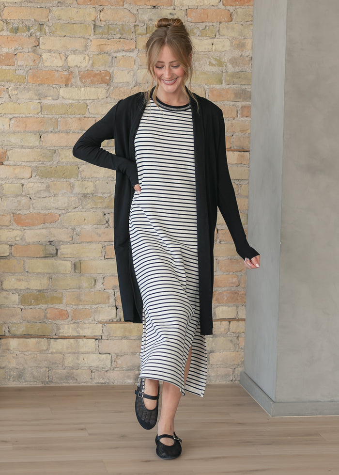 Essential Black Long + Soft Cardigan IC Tops