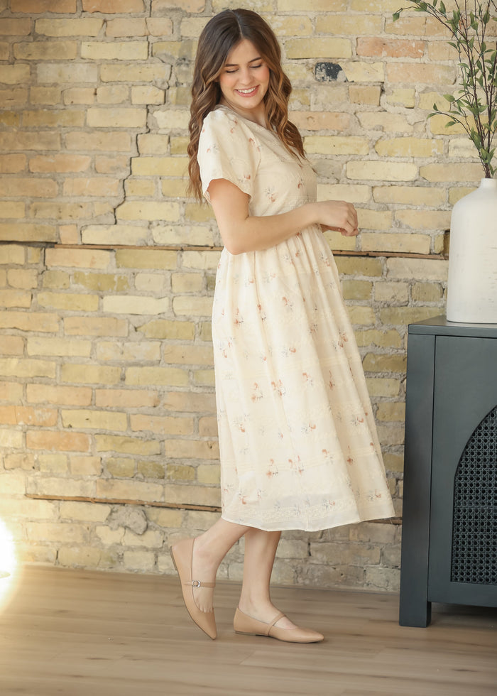 Floral Printed Embroidered Maxi Dress FF Dresses