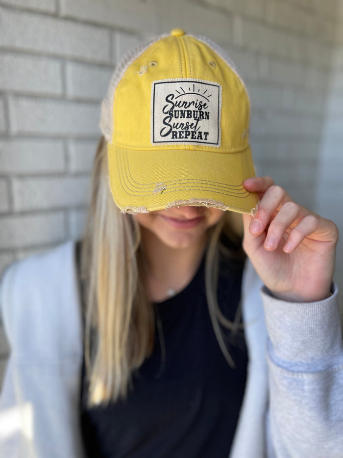 Hat - Sunrise Sunburn Sunset Repeat Yellow