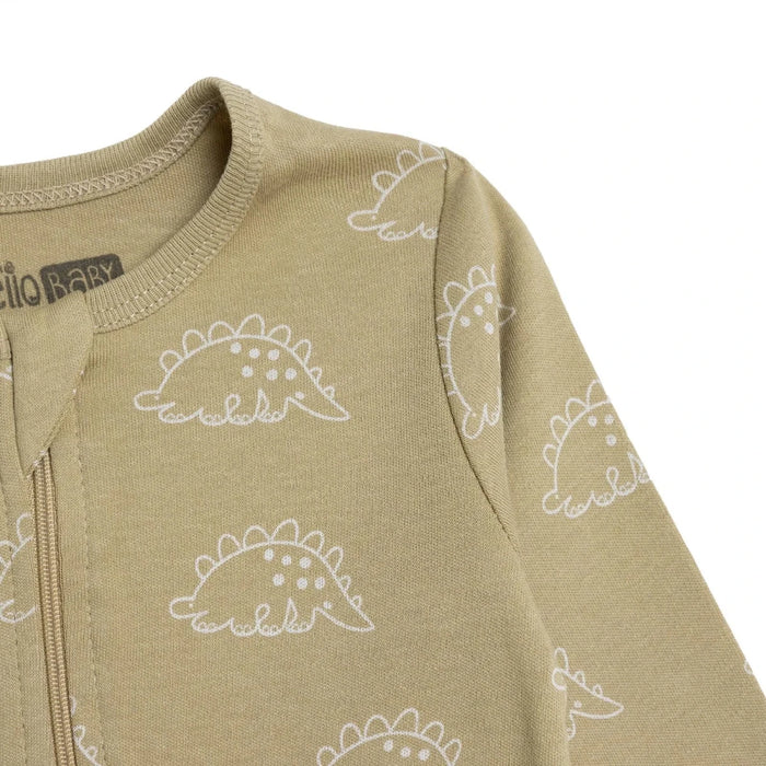 HelloBaby Boys Footed Sleepsuit Dinosaur Print Zip Fastening Crew Neck Full Length Long Sleeve - Green Green - ebebek