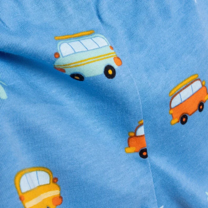 HelloBaby Boys Short Sleeve Pyjamas Set Vehicles with Buttons Peter - Pan Collar Short Leg Short Sleev - Blue Blue - ebebek