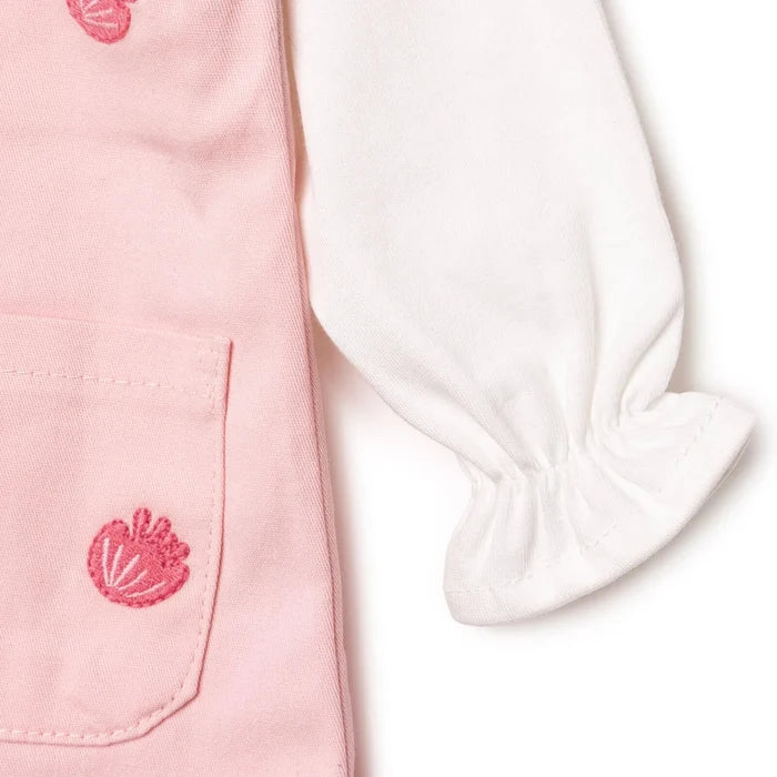 HelloBaby Girls Dungarees & T-shirt Polka Dot Print Buttoned Pastel Dreams Crew Neck Long Sleeve - Pink Pink - ebebek