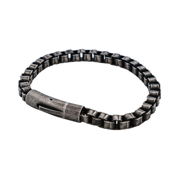 Ion Plated Antique Gun Metal Box Link Chain Bracelet