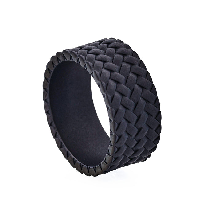Ion Plated Black Stainless Steel Tyre Pattern Ring