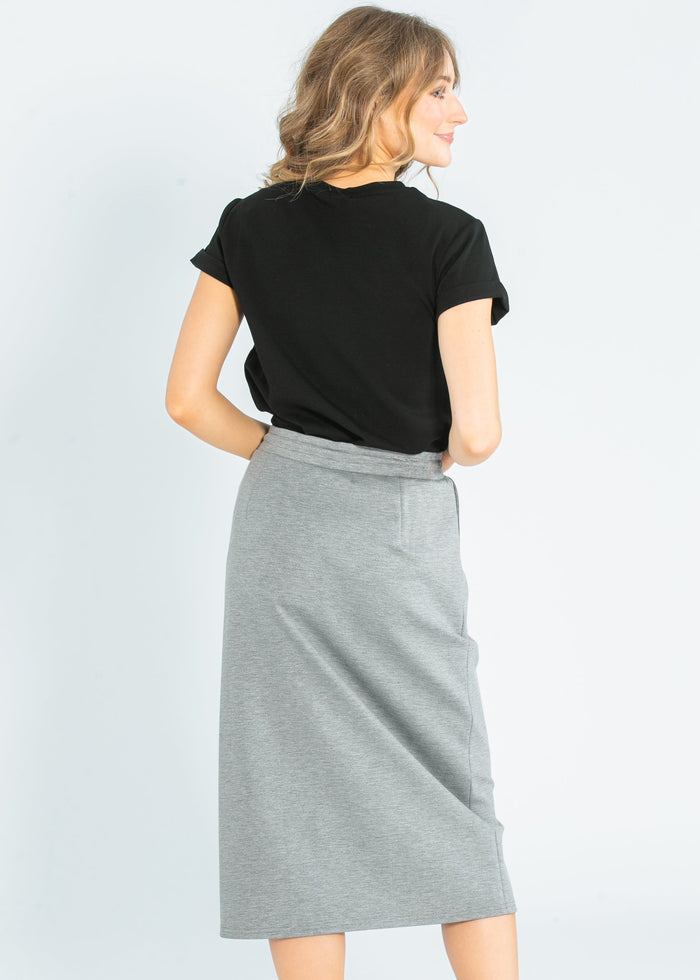 Jordan Gray Pinstripe Knit Midi Skirt IC Skirts