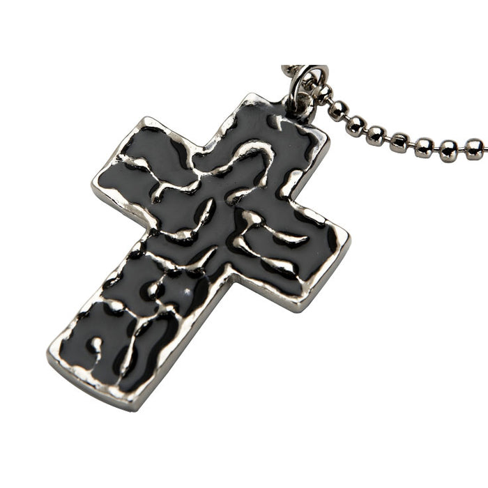 Large Black Enamel Cross on Ball Chain