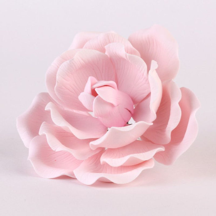 Large Pink Full Bloom Gum paste rose cake topper and cake decoration perfect for cake decorating a rolled fondant wedding cake or rolled fondant birthday cake. Wholesale cake decoration supplies.