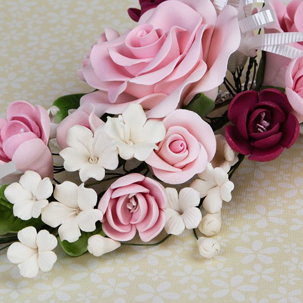 Large Open Rose Sprays are gumpaste sugarflower cake decorations perfect as cake toppers for cake decorating fondant cakes and wedding cakes. Caljava wholesale cake supply.