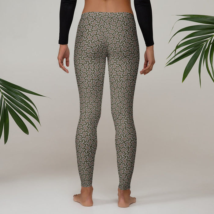 Leggings Geometric Pattern – Grey Red - symbolika