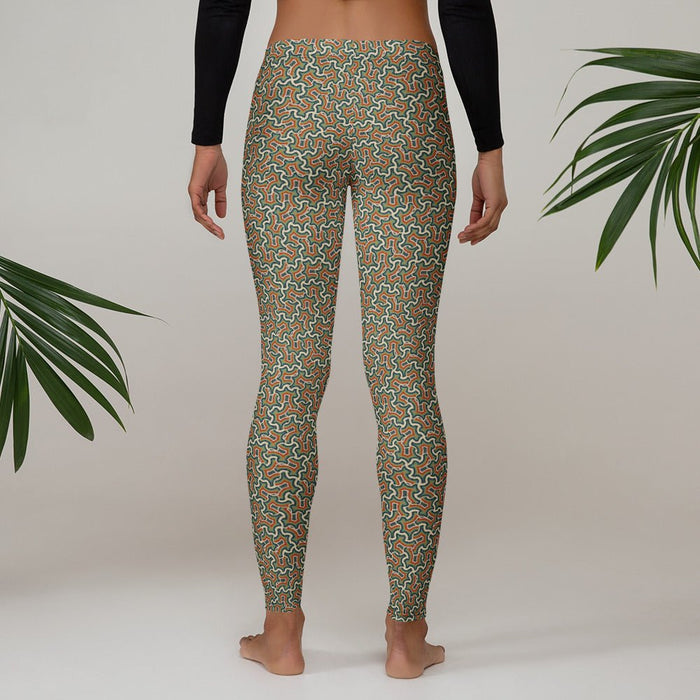 Leggings Geometric Pattern – Itzam Cream Blue - symbolika