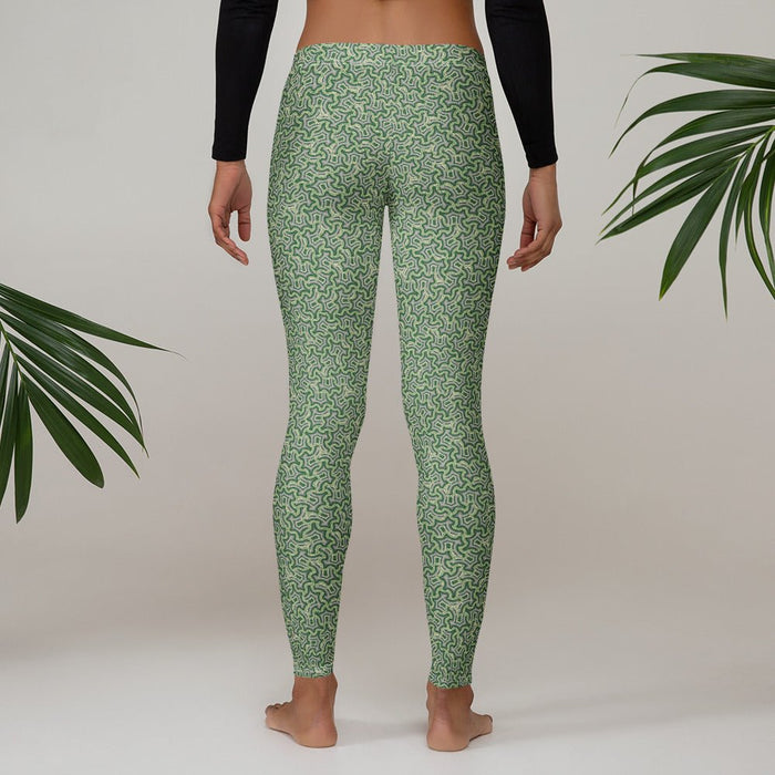 Leggings Geometric Pattern – Itzam Cream Green - symbolika