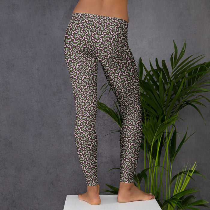 Leggings Geometric Pattern – Itzam Cream Purple - symbolika