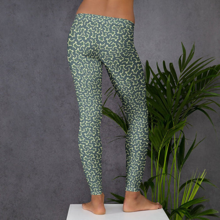 Leggings Geometric Pattern – Itzam Grey Blue - symbolika