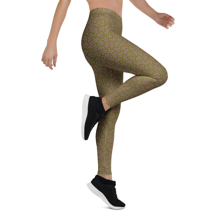 Leggings Geometric Pattern – Olive Bordo - symbolika