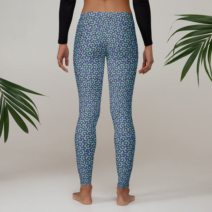 Leggings Geometric Pattern – Scales Blue Glow - symbolika