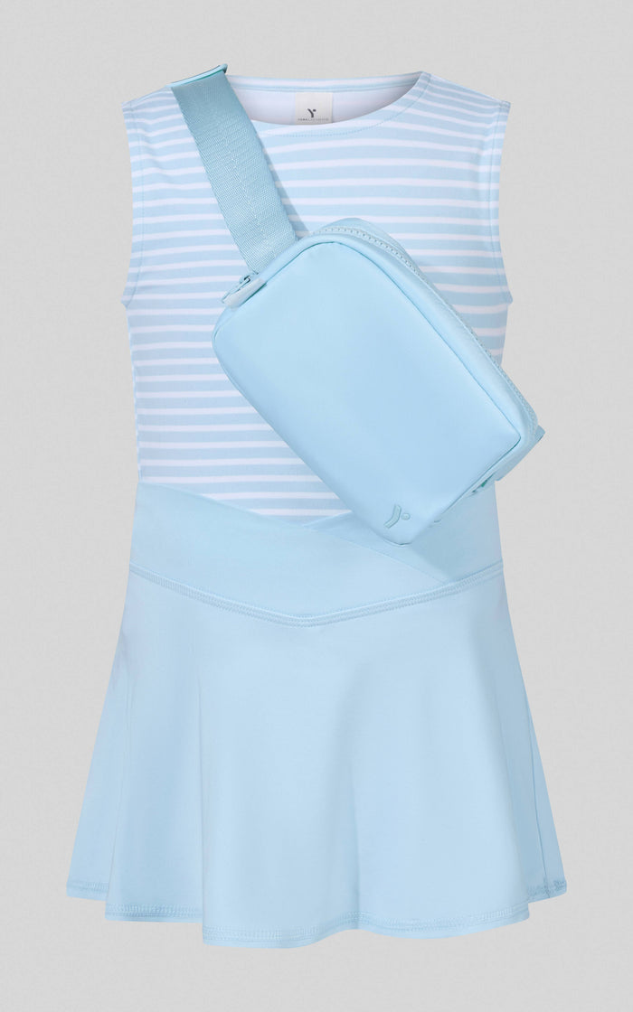 Little Girls Tank, Crossover Skort, Fanny bag Set - Ocean Spalsh