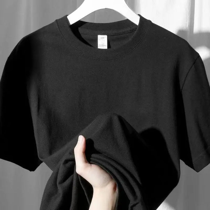 Mens Loose and Slimming Solid Color Round Neck T-Shirts Black