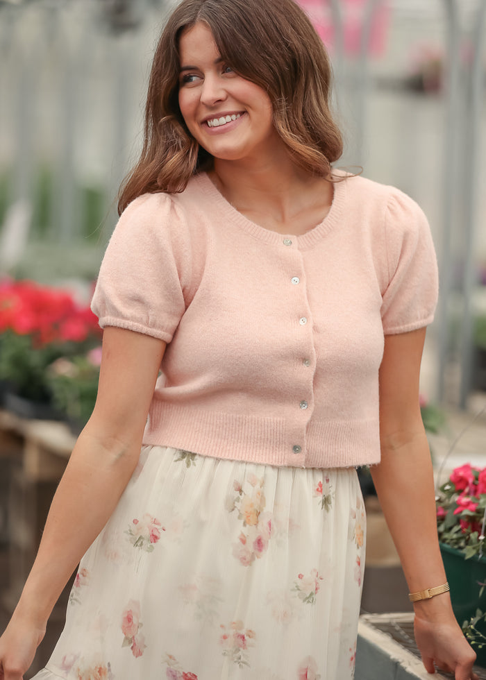 Pink Button Front Cardigan FF Layering Essentials