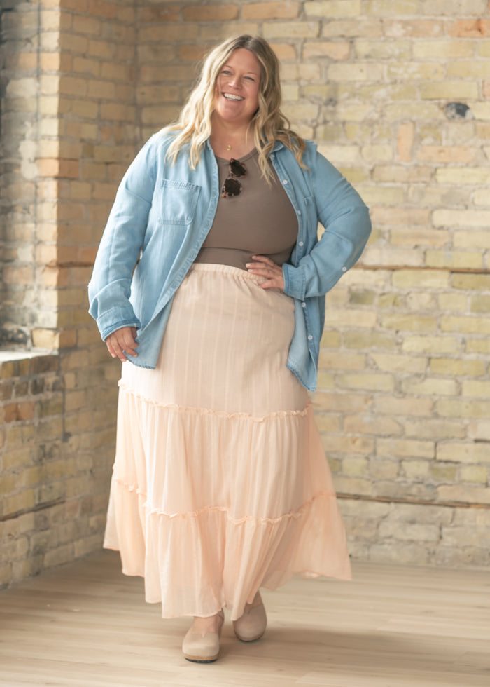 Serena Blush Pink Cotton Maxi Skirt IC Skirts 1XL
