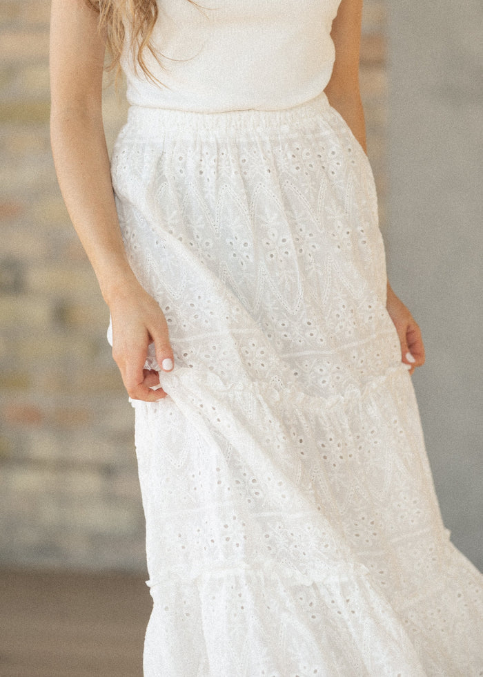 Serena White Eyelet Sleeveless Maxi Dress IC Dresses