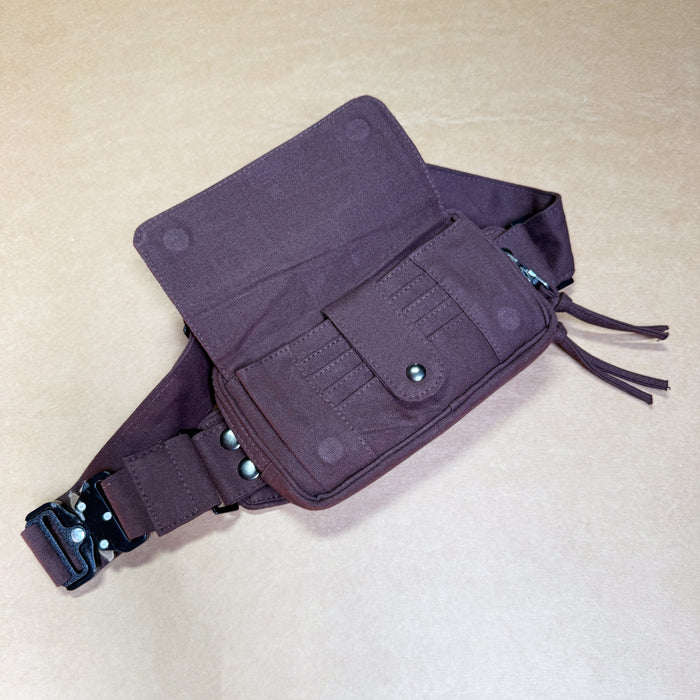 Shipibo Classic Gradient Waist Bag — Magnetic Lid & Tactical Buckle Psychedelic Art Print on Black T-Shirt by Symbolika