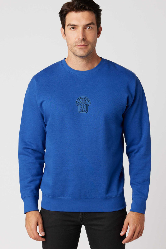 Shroom Sweatshirt Blue — visionary art by Symbolika