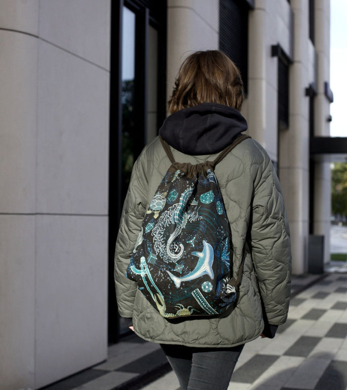 The Blueprint Drawstring Bag - Back View by Symbolika