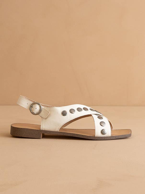 The Kylie White | Studded Cross Band Sandal