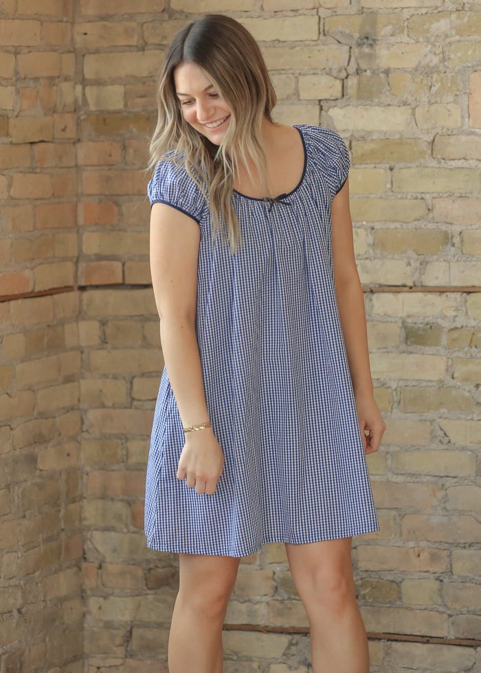 Things Between® Cap Sleeve Checkered Midi Dress FF Dresses