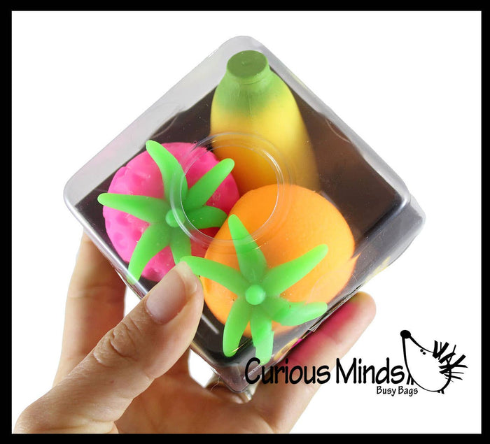 1 BOX Nee Doh Fruit Basket Soft Fluff- Filled Squeeze Stress