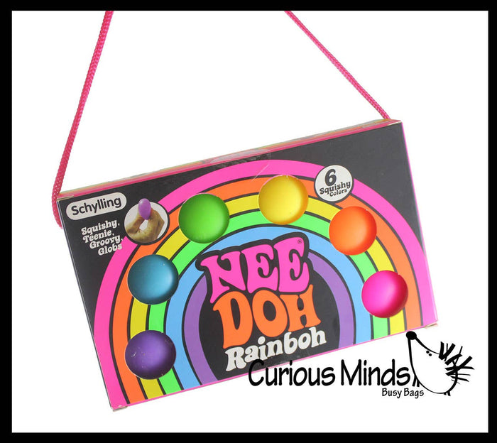 1 Nee-Doh Rainbow Teenie Tiny Nee-Doh 6 Pack Soft Doh Filled