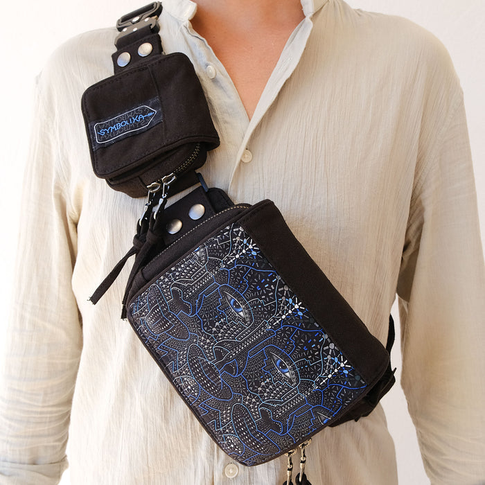 4th Dimension Belt Bag — Geometric Face Art Belt Bag - Front View by Symbolika
