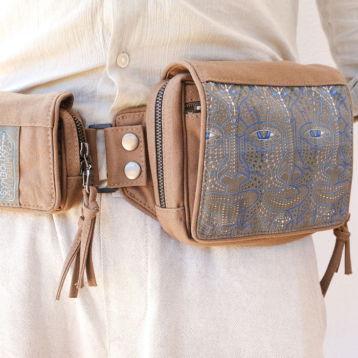 4th Dimension Belt Bag - UV reactive entity faces with geometric patterns by Symbolika
