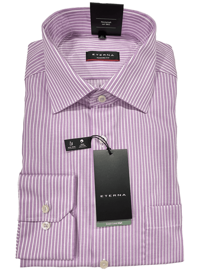 8207/91 Pink Stripe Business L/S Modern Fit Shirt - Harrys for Menswear