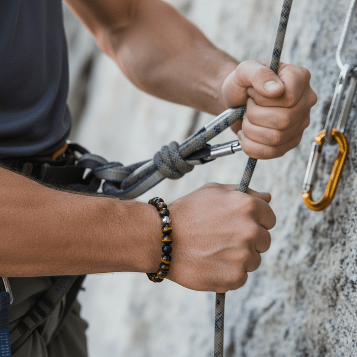 8mm Tiger Eye Bead & Stainless Steel Ball Bracelet