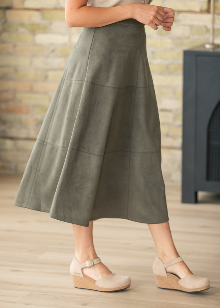 A-line Suede Midi Skirt FF Skirts