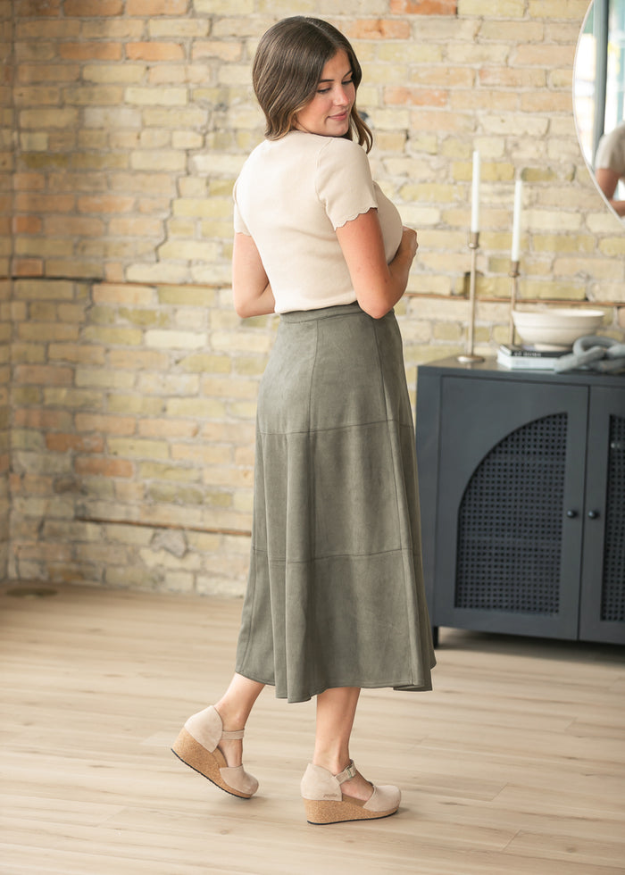 A-line Suede Midi Skirt FF Skirts