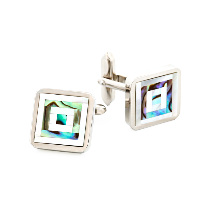 Abalone Mother Of Pearl Plated Cufflinks