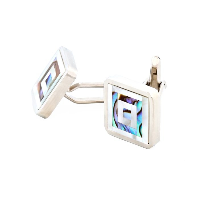 Abalone Mother Of Pearl Plated Cufflinks