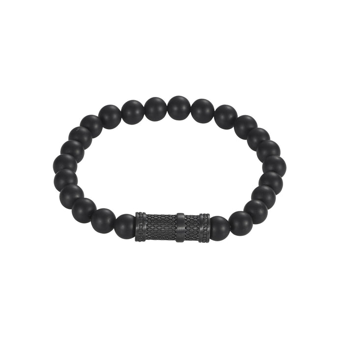 Agate Bead Bracelet & Ion Plated Black Stainless Steel Bracelet