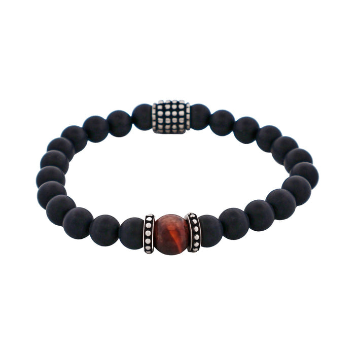 Agate Red Tiger Eye Bead Bracelet